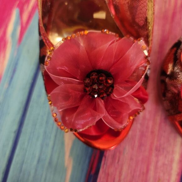 Italina Red and Gold Leopard Print Heels - Picture 11 of 16